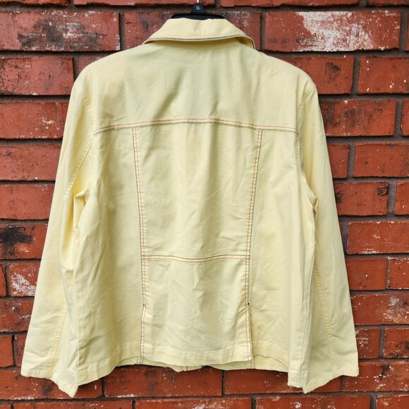 Koret Yellow Button-Up Jacket Contrast Stitching Size 14 Lightweight Casual - Picture 2 of 6
